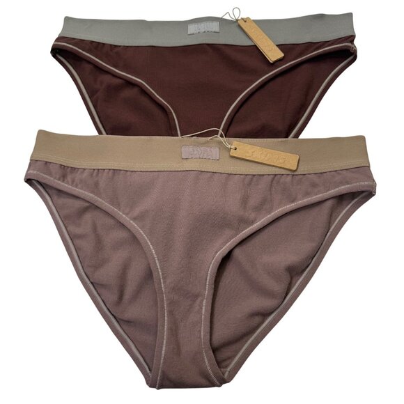 SKIMS Other - SKIMS Cotton Jersey Mid Rise Brief Lot of 2 Umber Chocolate Medium